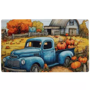 Blue Truck With Pumpkins Fall Doormat