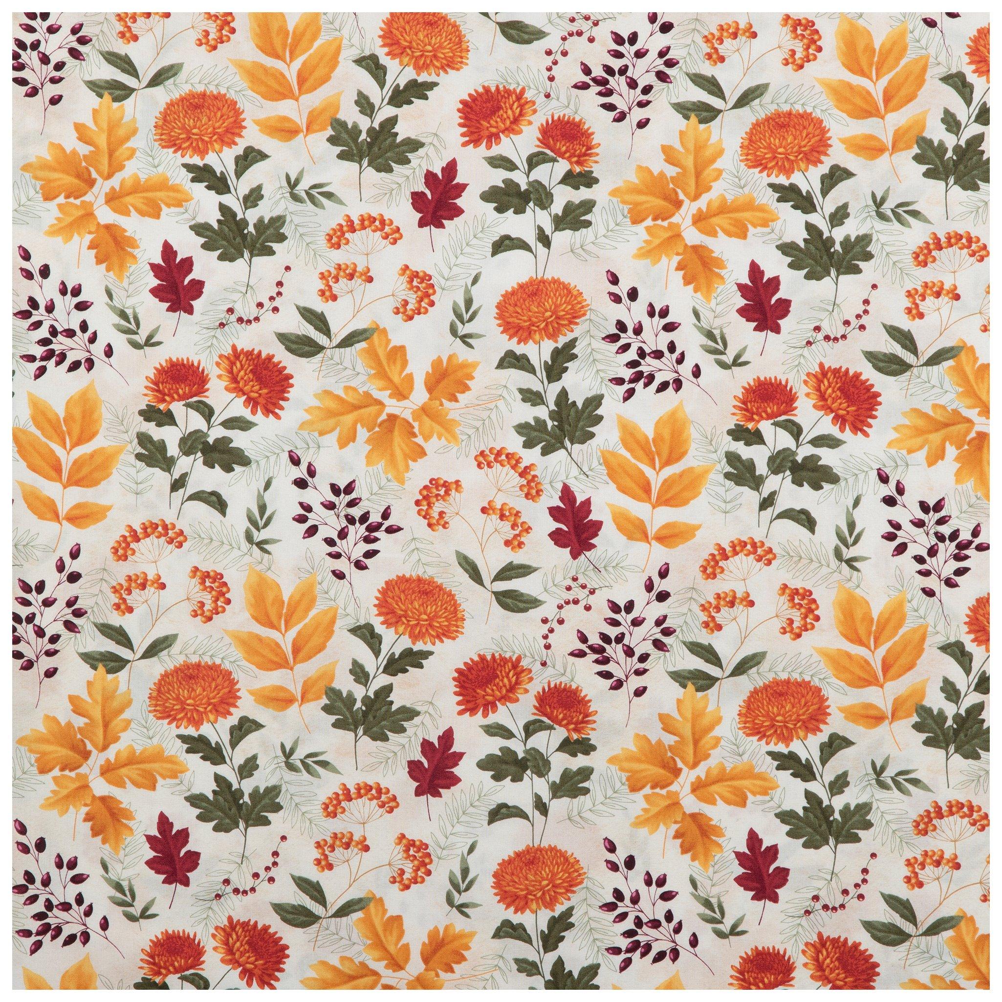 Mums & Leaves Cotton Fabric Hobby Lobby 6030951