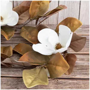 White Magnolia & Leaves Garland