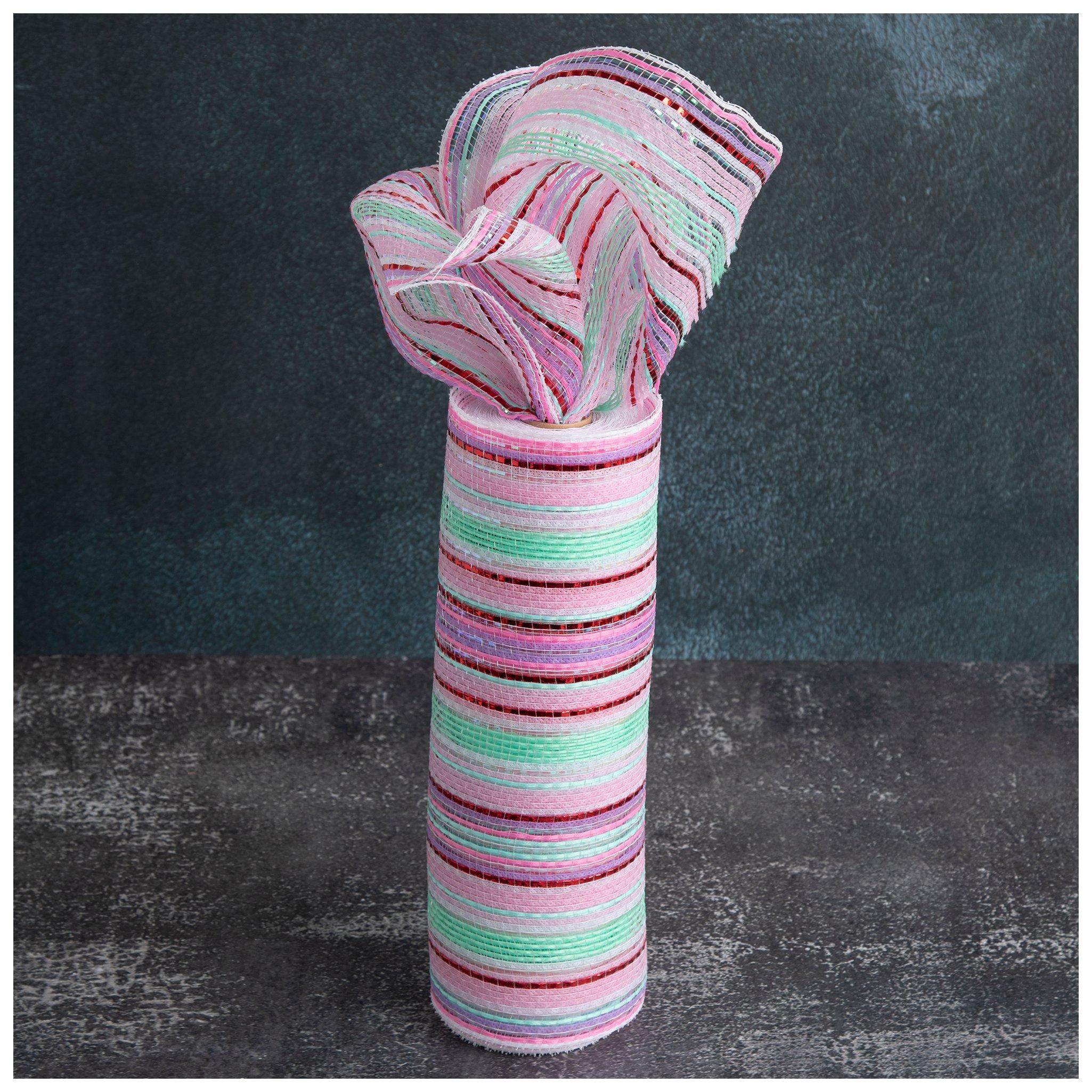 Purple & Pink Metallic Deco Mesh Ribbon - 10