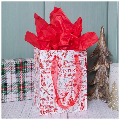 Red Vintage Icons Gift Bag  Small