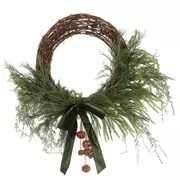Cedar & Jingle Bells Half Wreath