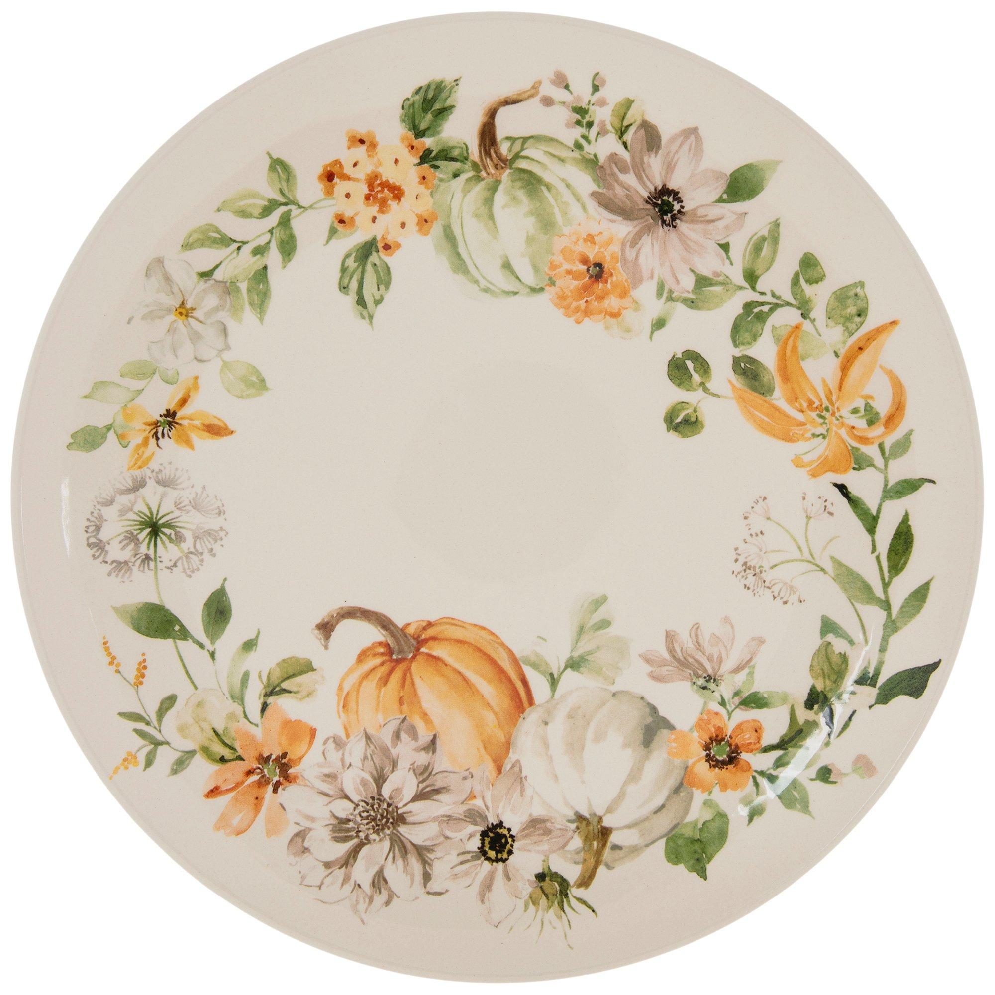 White Floral Pumpkin Ceramic Plate Hobby Lobby 6051684