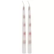 White & Red Drip Taper Candles