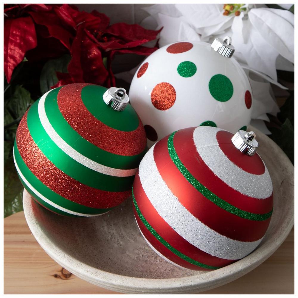 Glitter Polka Dot Striped Ball Ornament Set Hobby Lobby 6058945 - Main Image