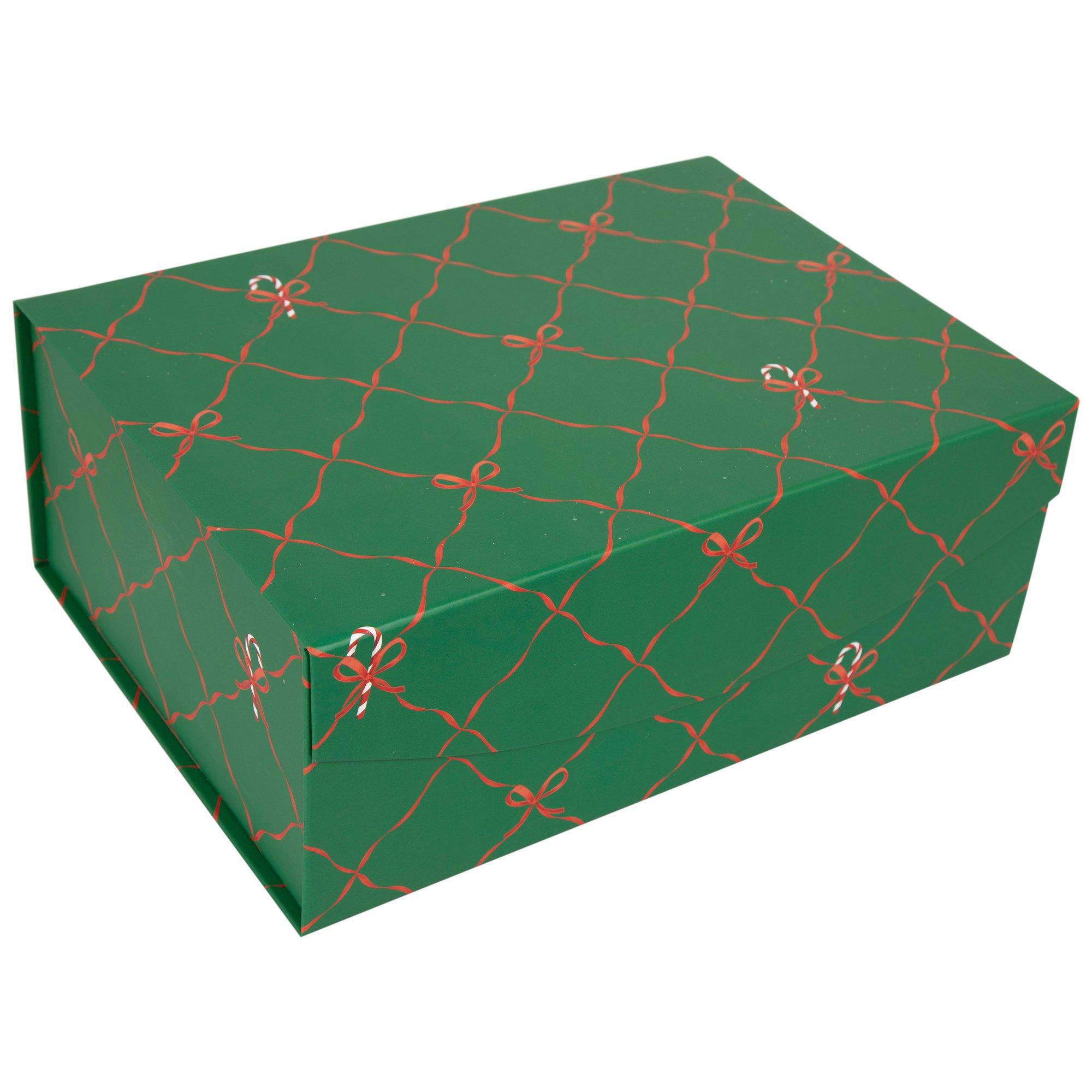 Green & Red Bow Patterned Gift Box | Hobby Lobby | 6064638