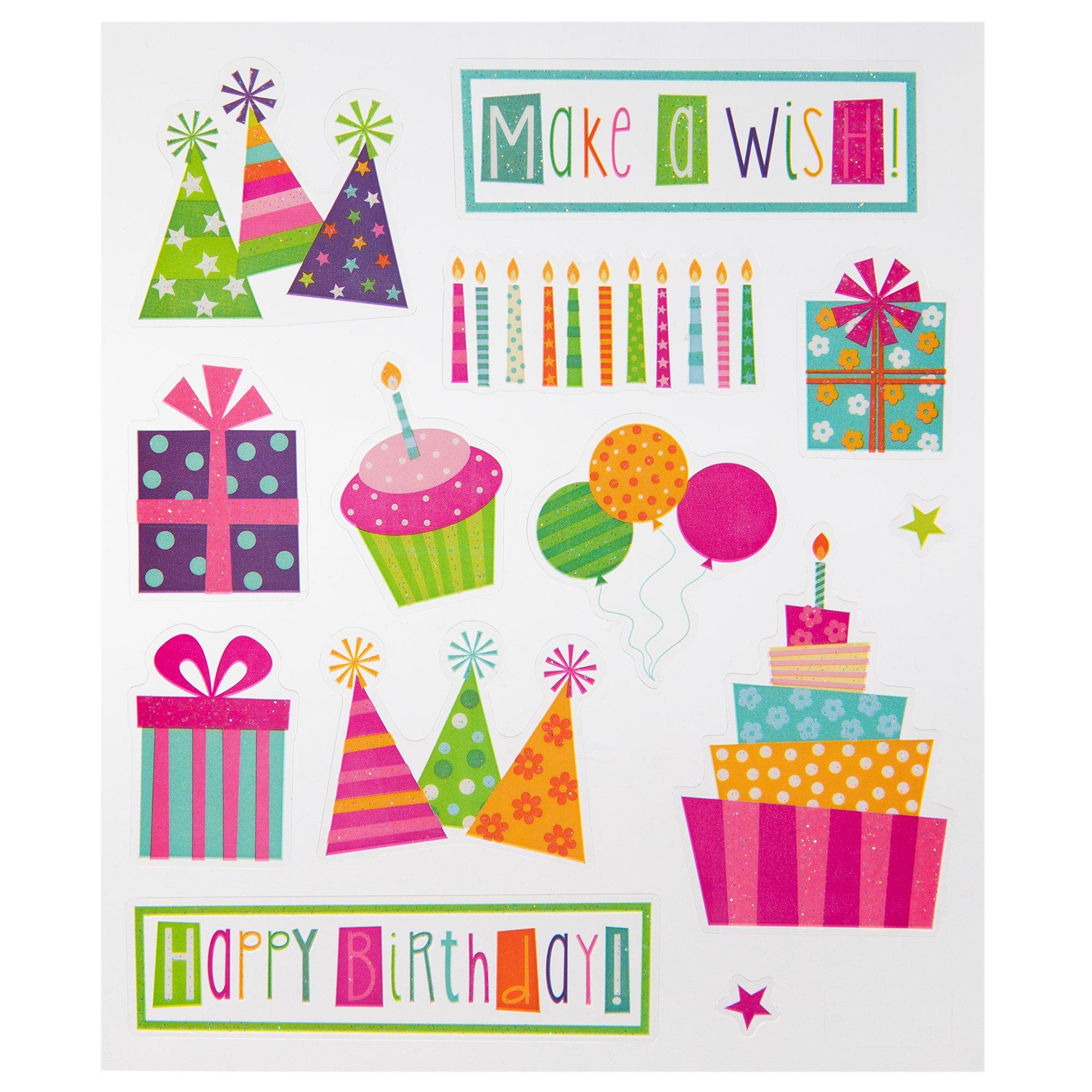 The Paper Studio, Happy Birthday Glitter Stickers, Pack of 31, Mardel