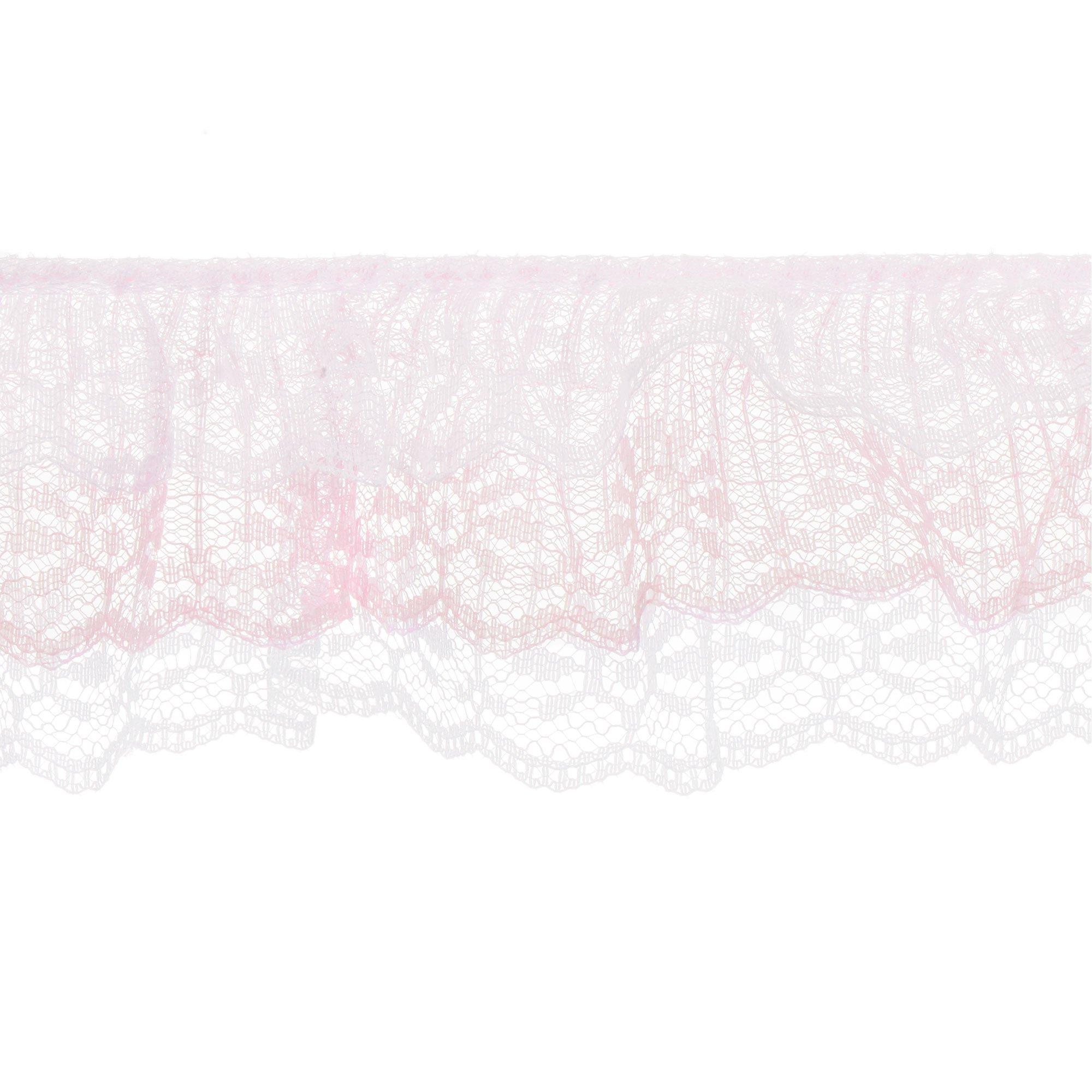 White & Pink Ruffled Lace Trim
