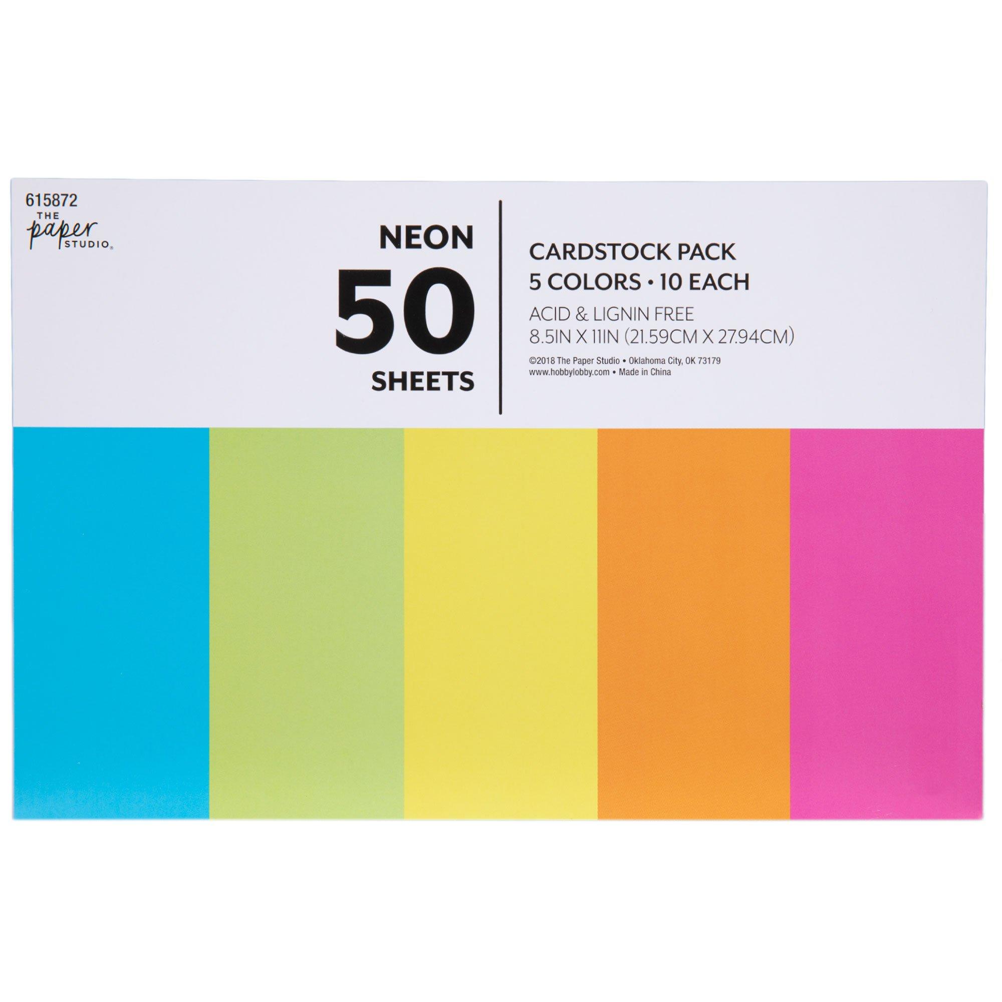 Neon Cardstock Paper Pack, Hobby Lobby