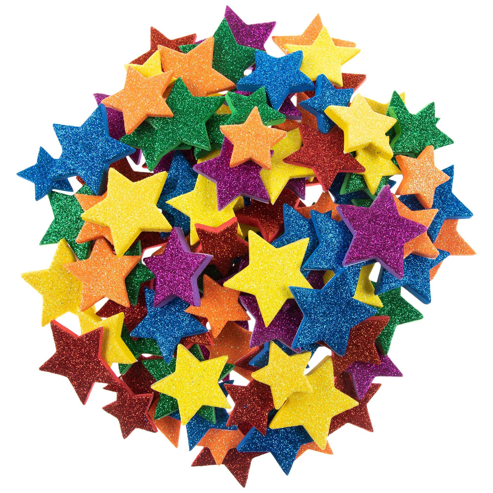 60pcs /bag Colorful Glitter Foam Star Stickers Kids Toy Scrapbooking Kit  Early Educational DIY Kindergarten Craft