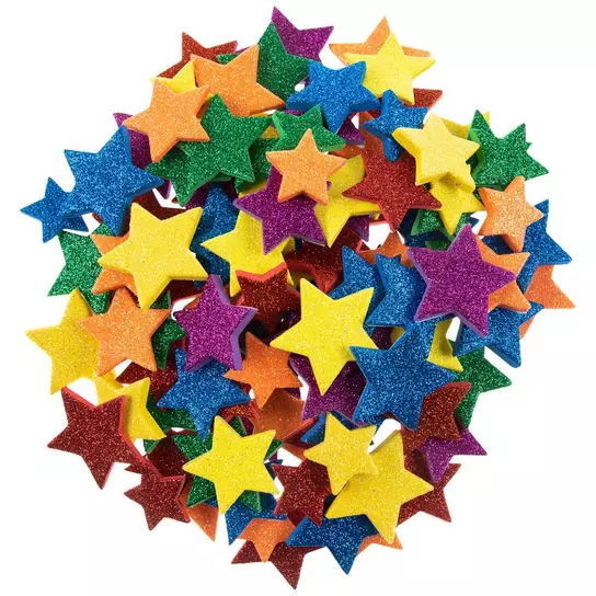The Teachers' Lounge®  Rainbow Glitter Shapes - Set of 21 - 7 Colors -  Explore Colors and Early Geometry