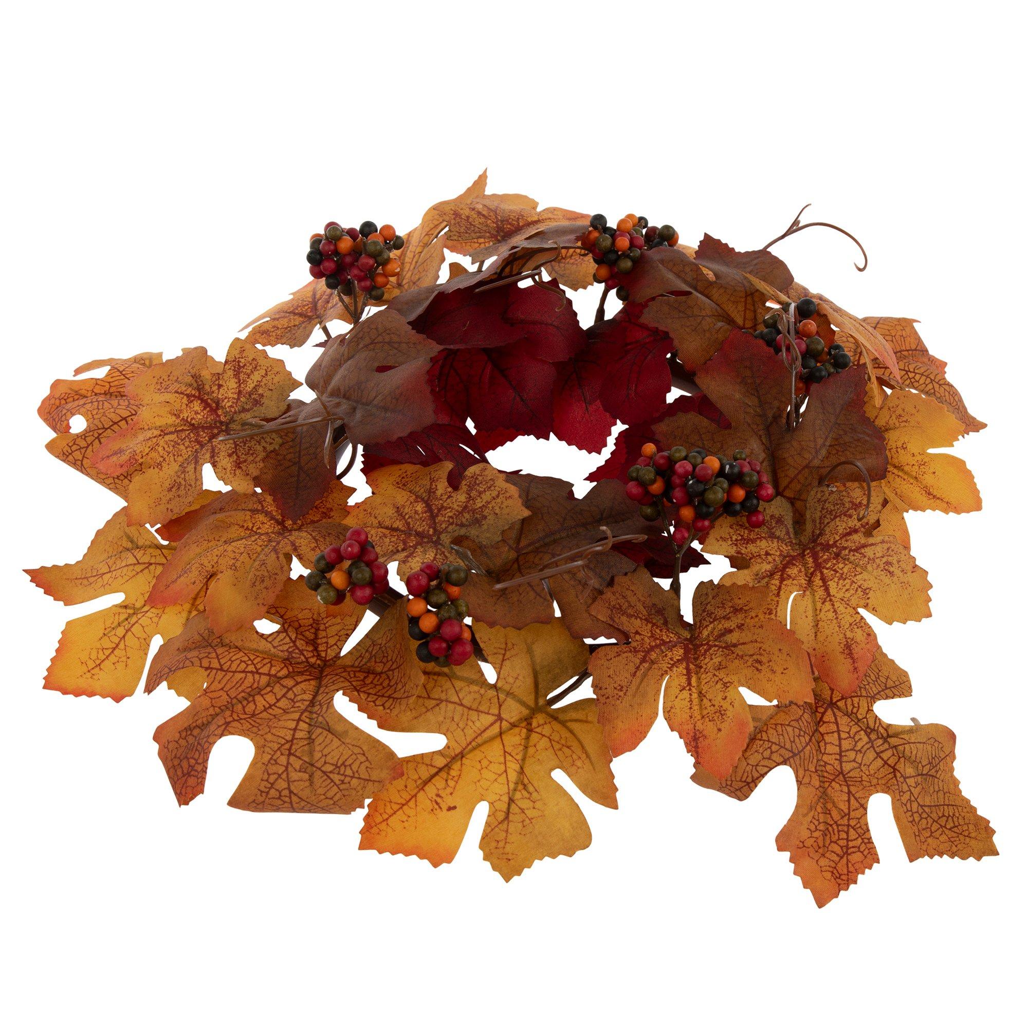 Orange & Red Leaf & Berry Candle Ring Hobby Lobby 6202915