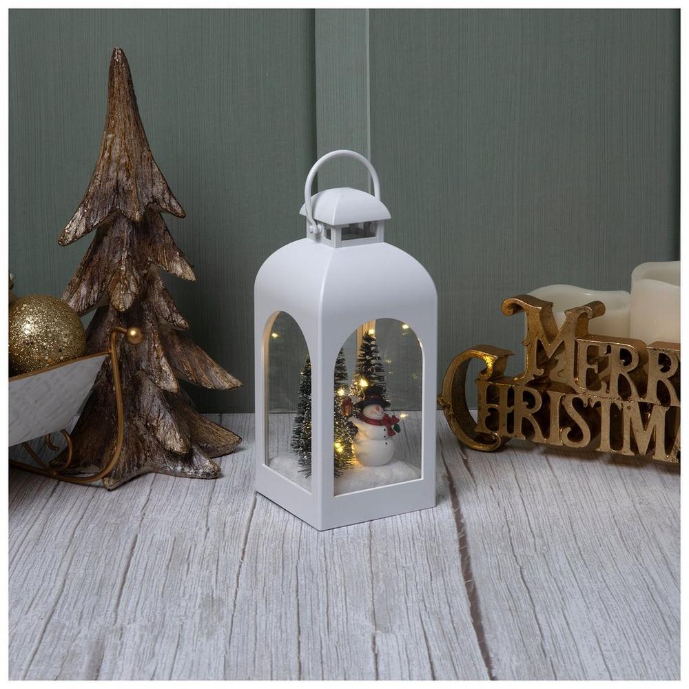 White Snowman Light Up Lantern