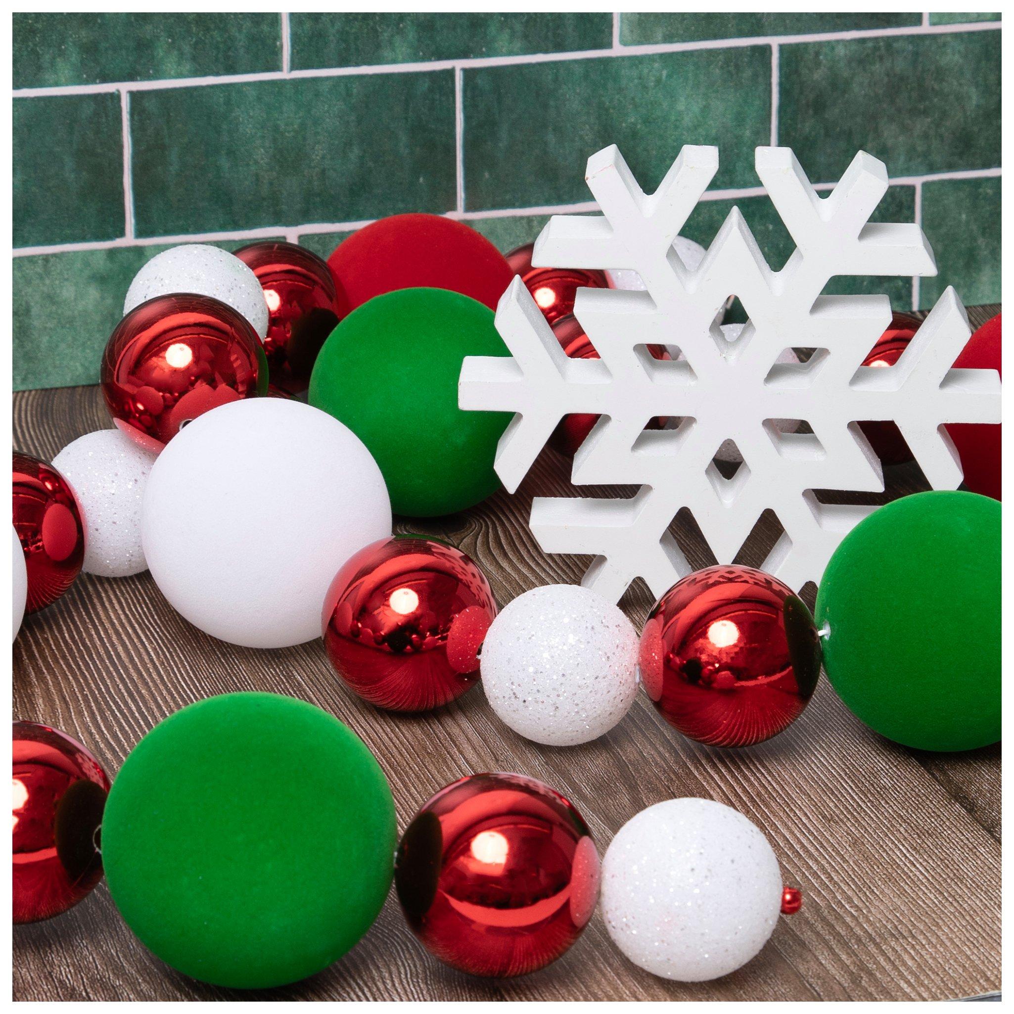 Red, Green & White Ball Ornament Garland view 1