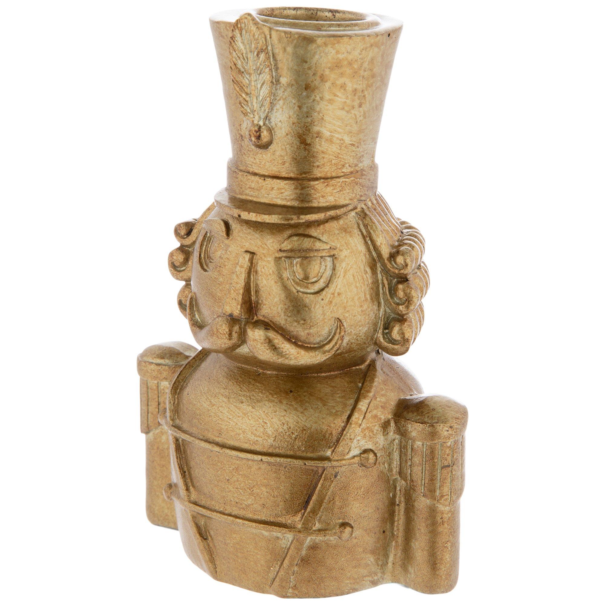 Gold Nutcracker Taper Candle Holder view 1