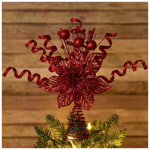 Blush - Glitter Poinsettia Tree Topper