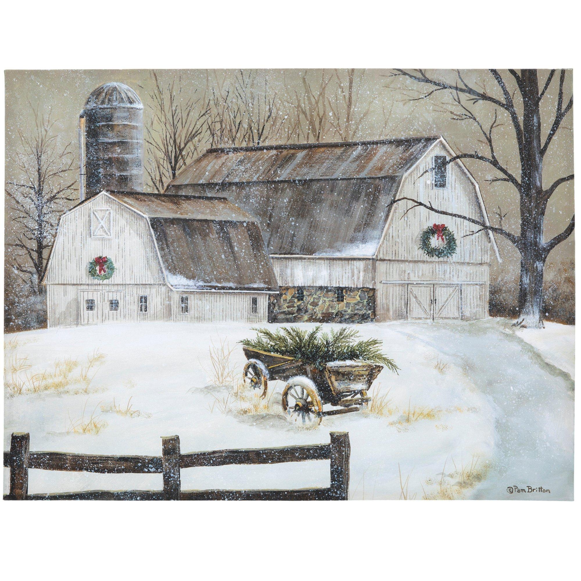 Snowy White Barn Canvas Wall Decor | Hobby Lobby | 6269575