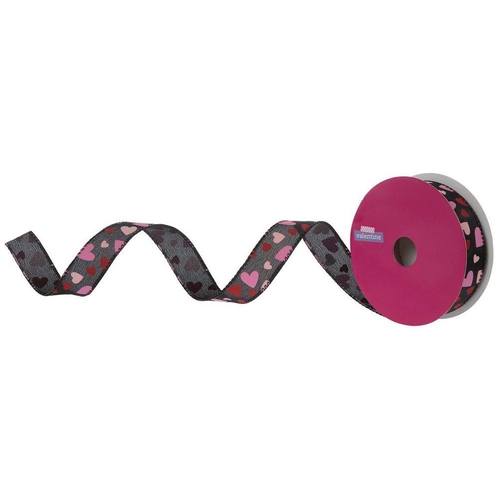 Red & Pink Hearts Single-Face Satin Ribbon - 7/8