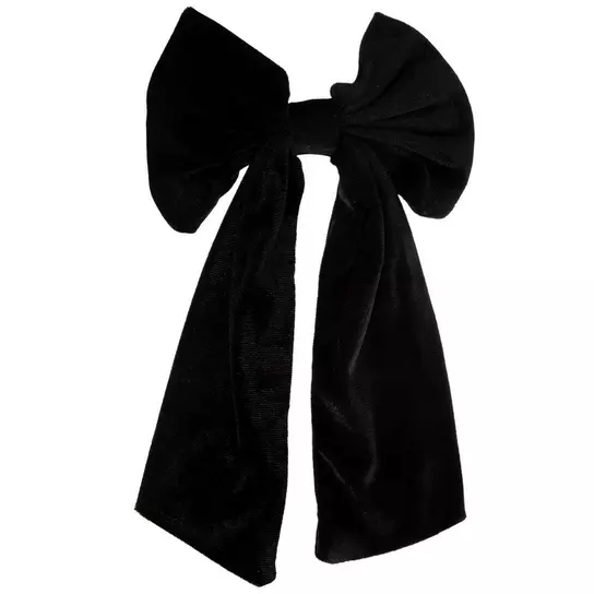 VELVET BOW HAIR CLIP DARK GREY VELVET BOW HAIR CLIP DARK GREY