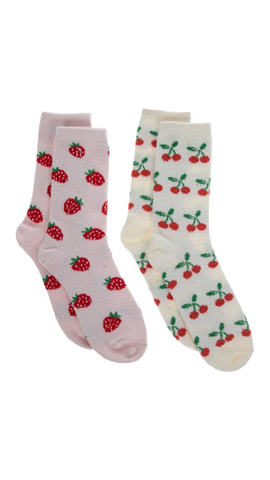 Cherries & Strawberries Fuzzy Crew Socks | Hobby Lobby | 6275713