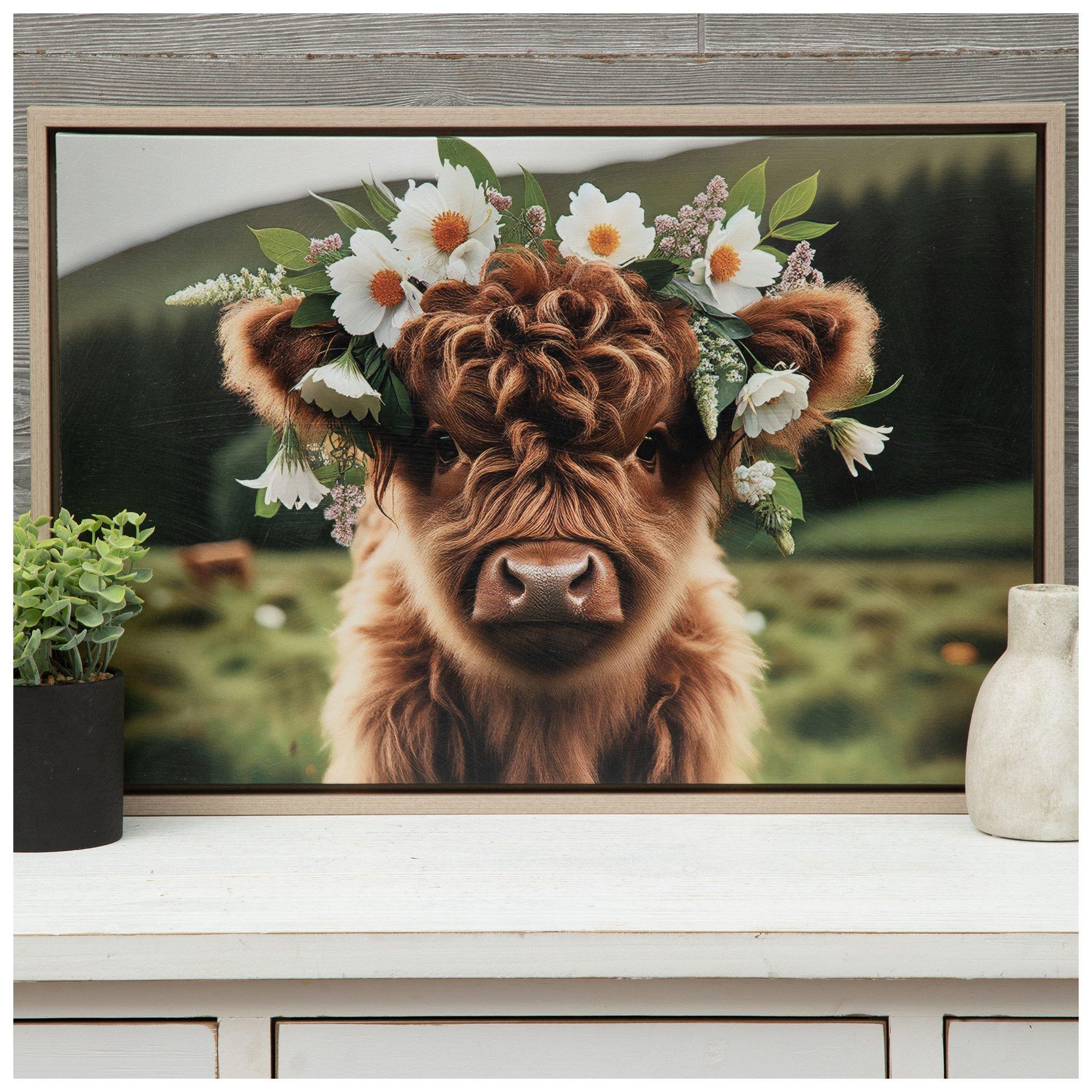 Highland Cow On Swing Wood Wall Decor