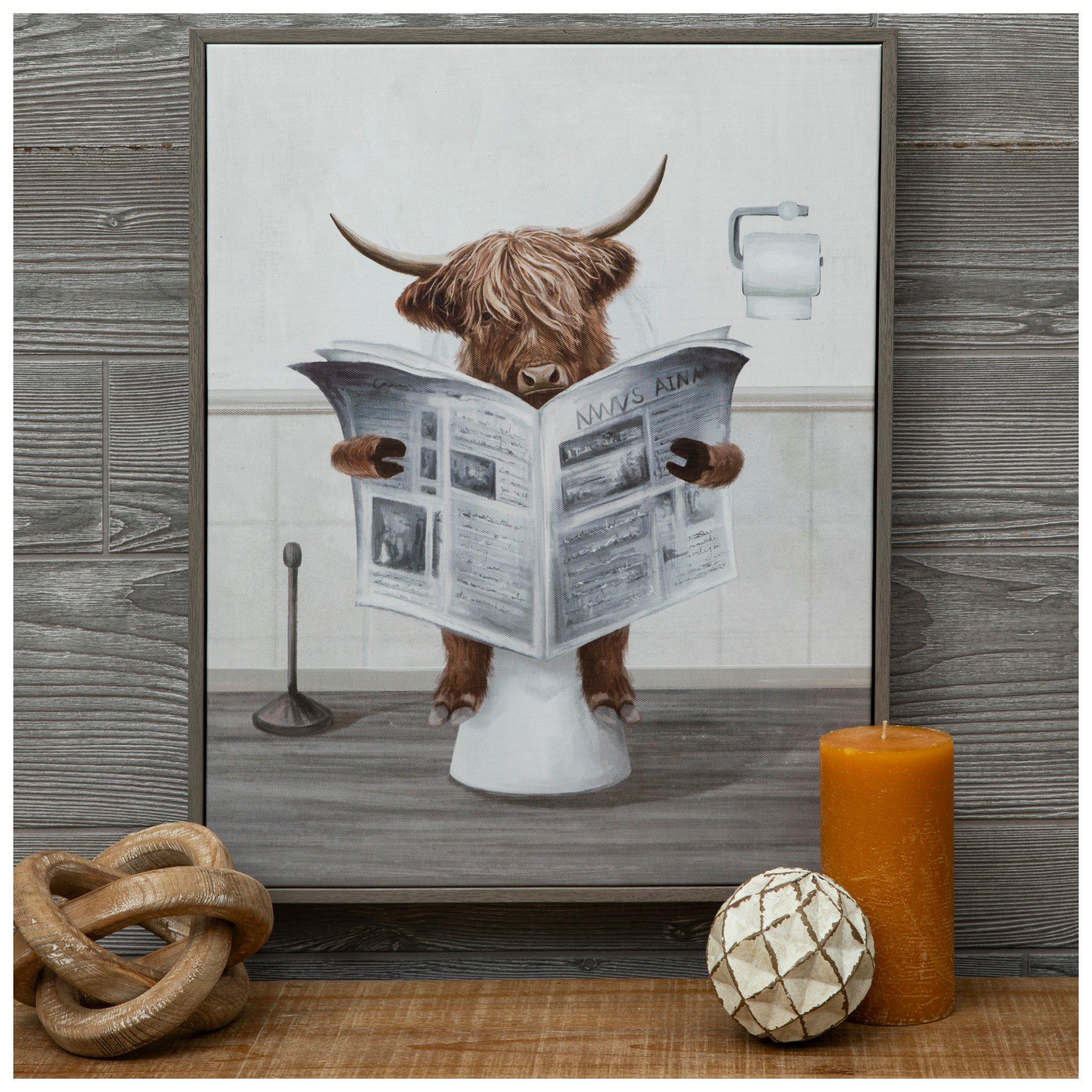 Highland Cow On Toilet Canvas Wall Decor Hobby Lobby 6283493