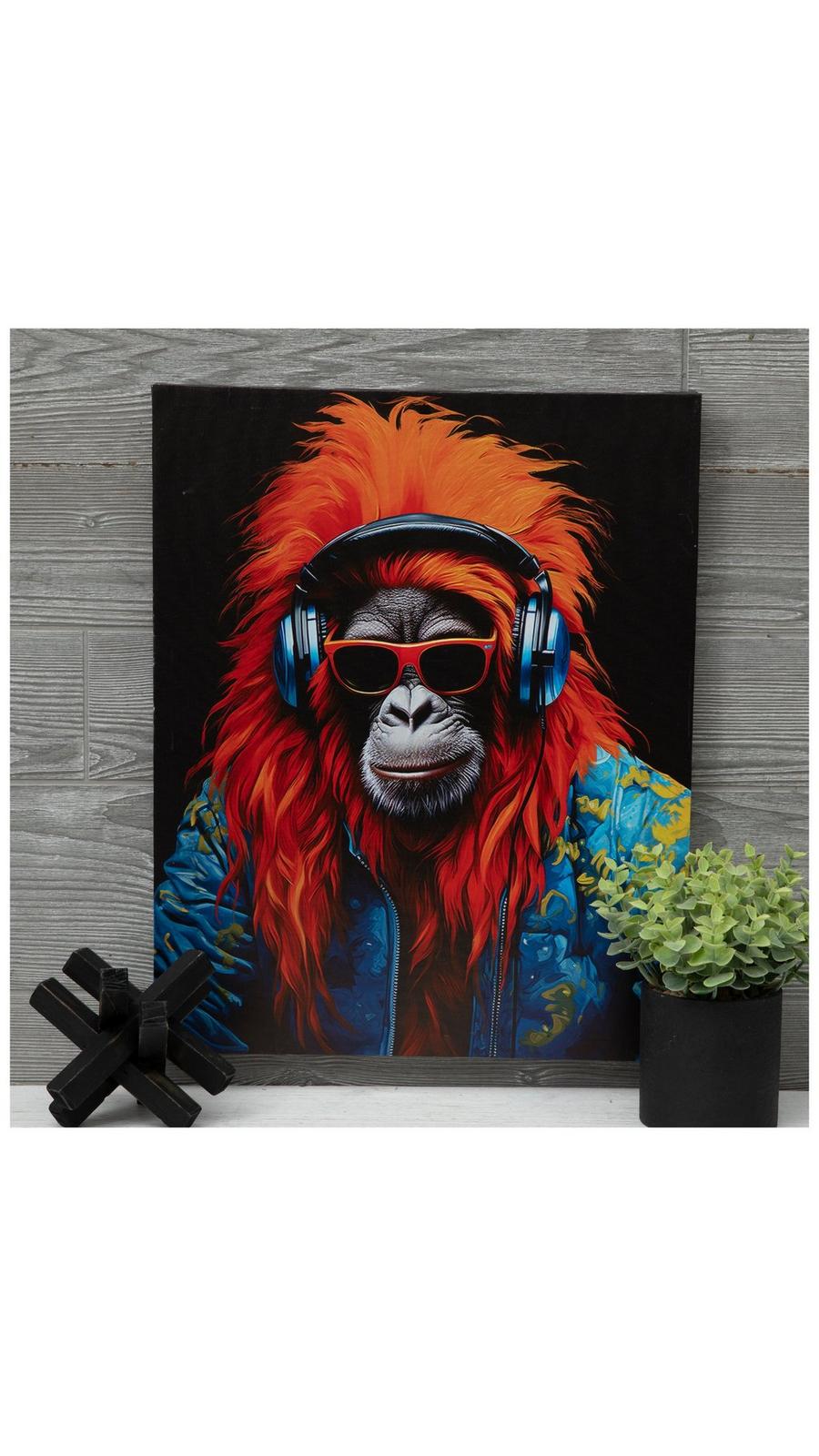 アート・デザイン・音楽 IN SEARCH OF THE MONKEY GIRL Orangutan Wearing Headphones Canvas Wall Decor | Hobby Lobby