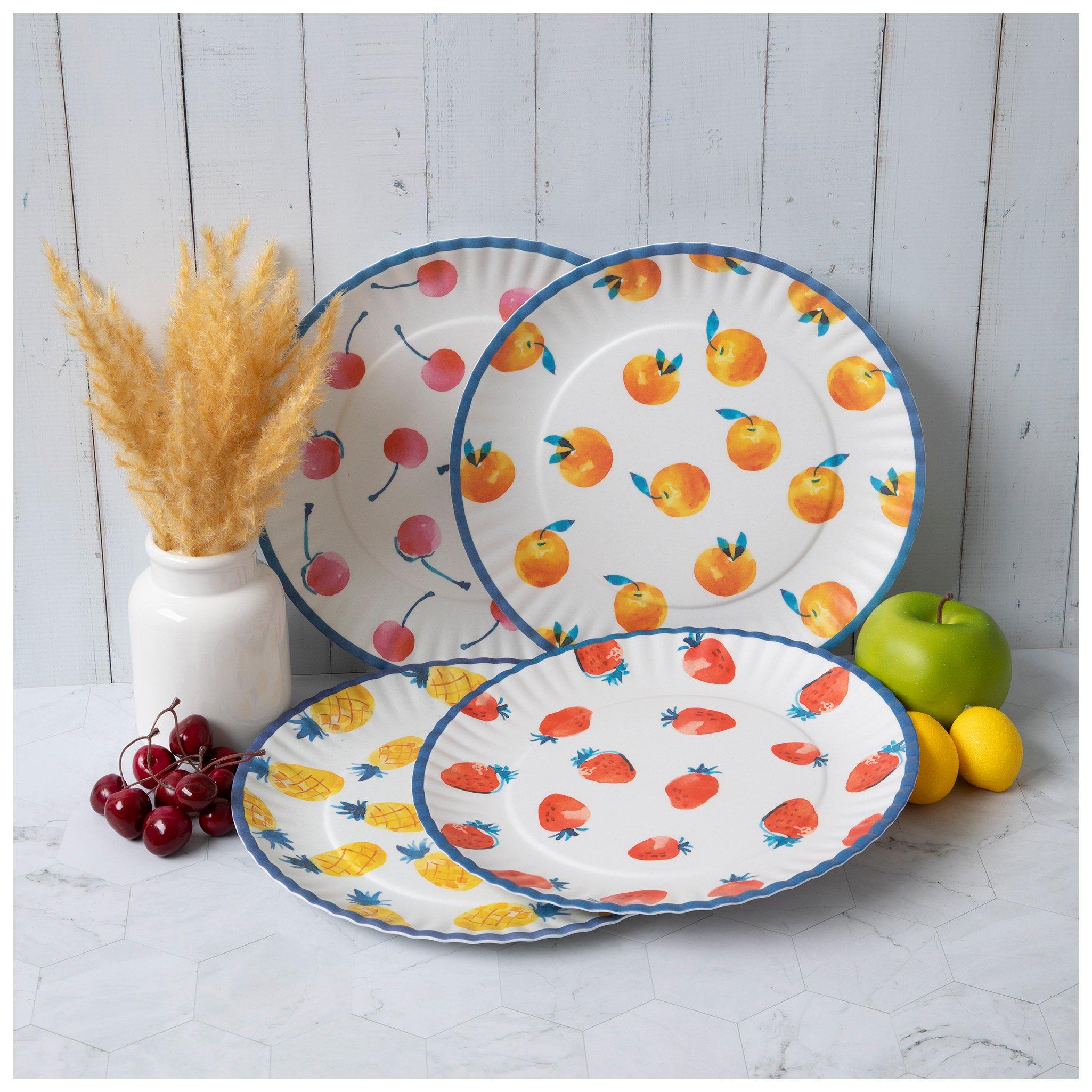 Scattered Fruits Scalloped Plates