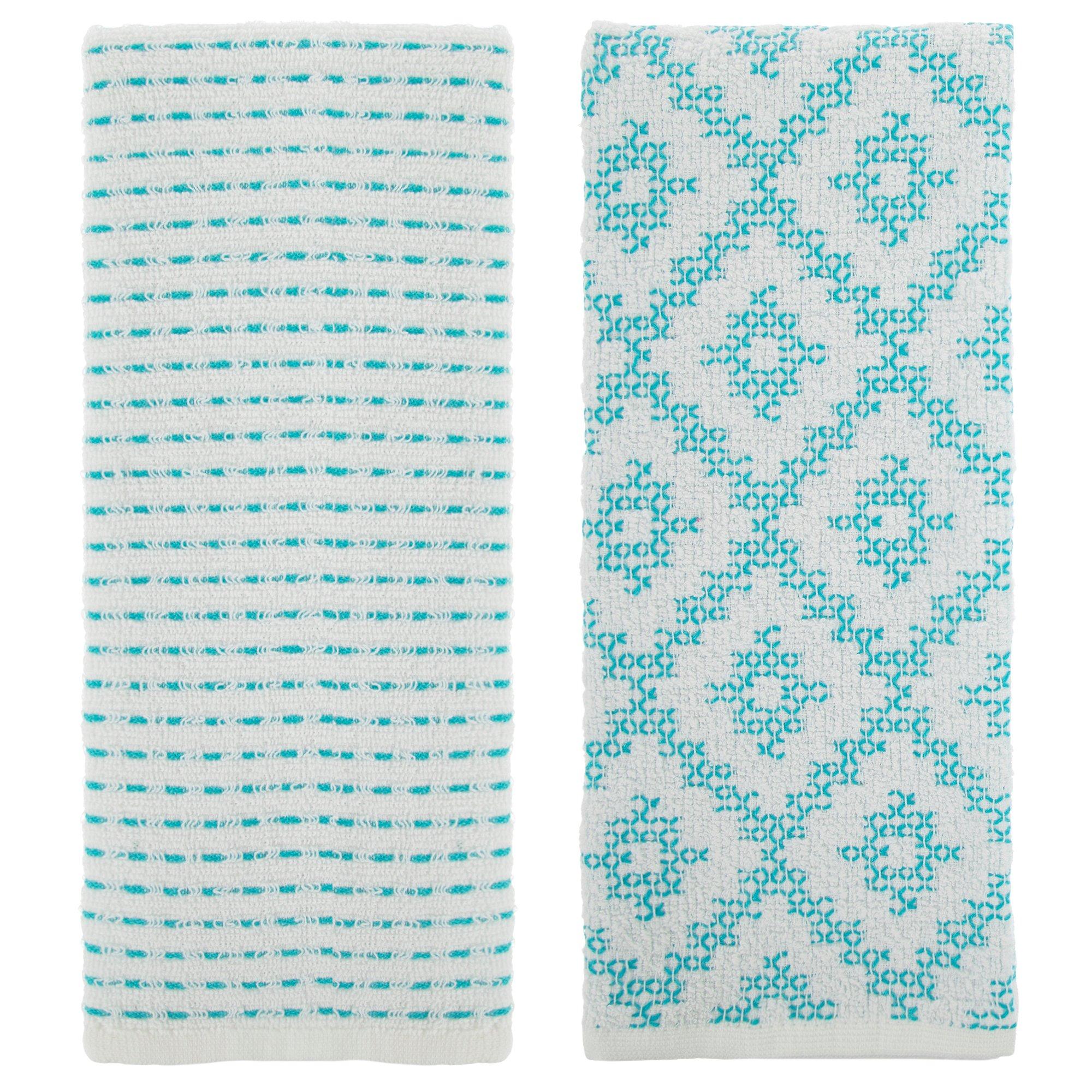 Striped &amp; Geometric Jacquard Kitchen Towels