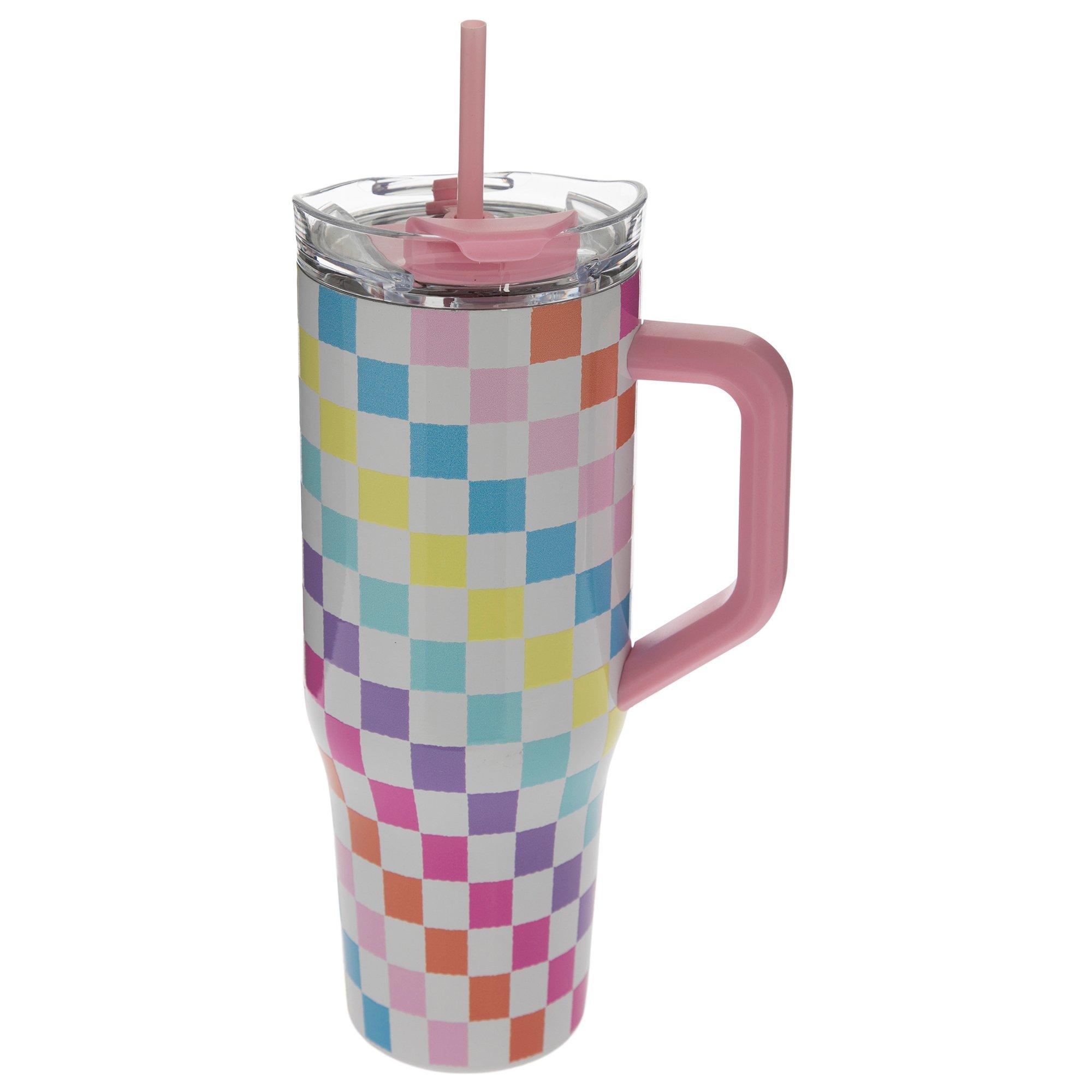 Bright Rainbow Checkered Tumbler