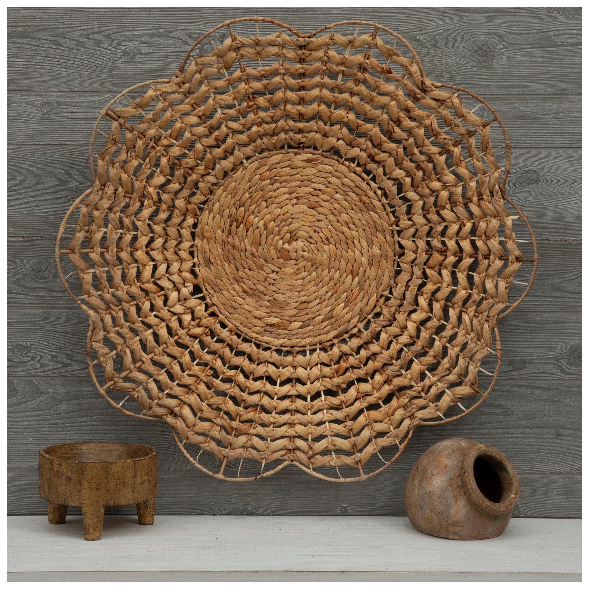 Scalloped Water Hyacinth Basket Wall Decor