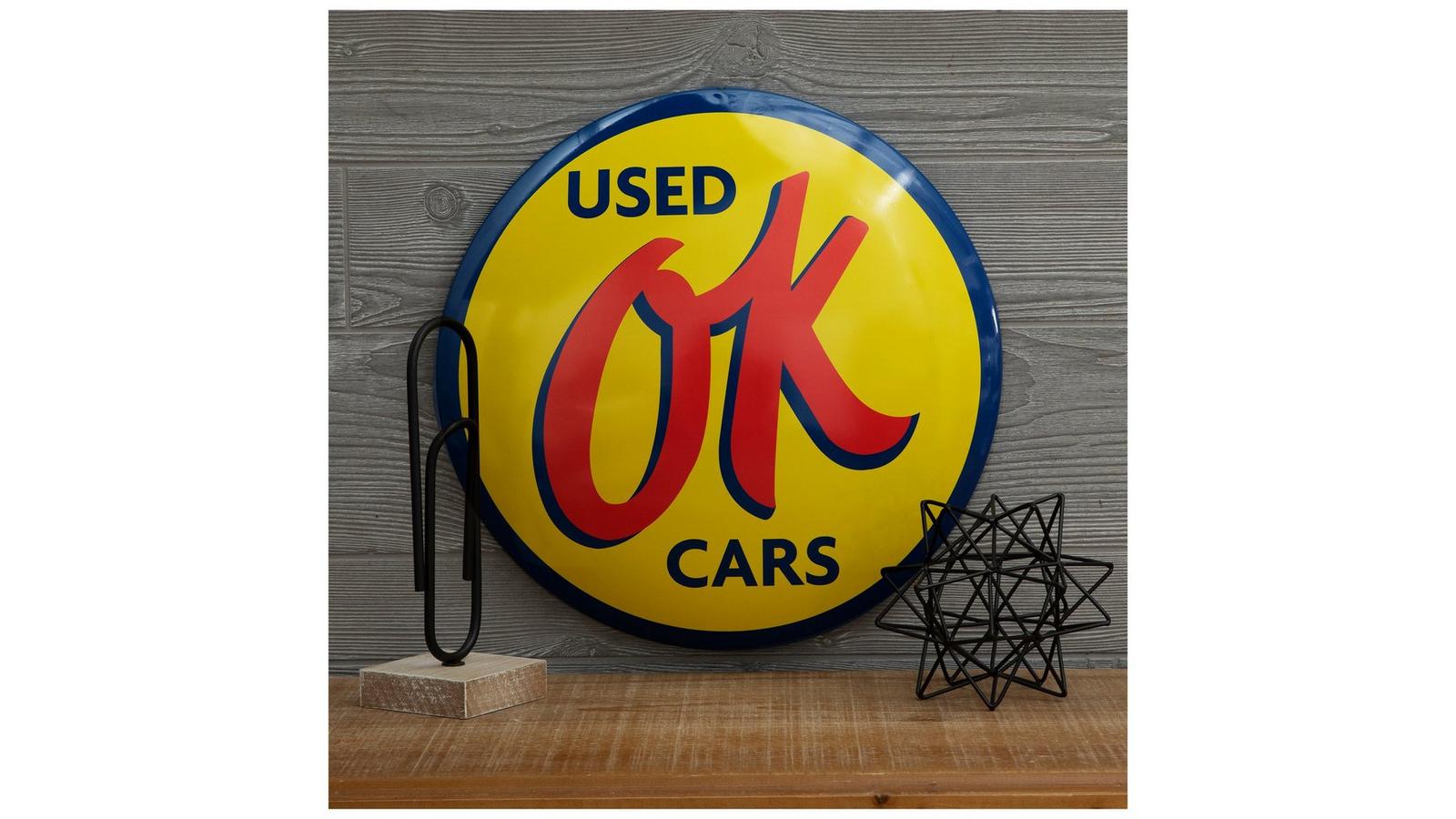 U.S.A OK USED CARSヴィンテージ サインプレート 看板 店舗什器 OK Used Cars Metal Sign – Chrome Domz