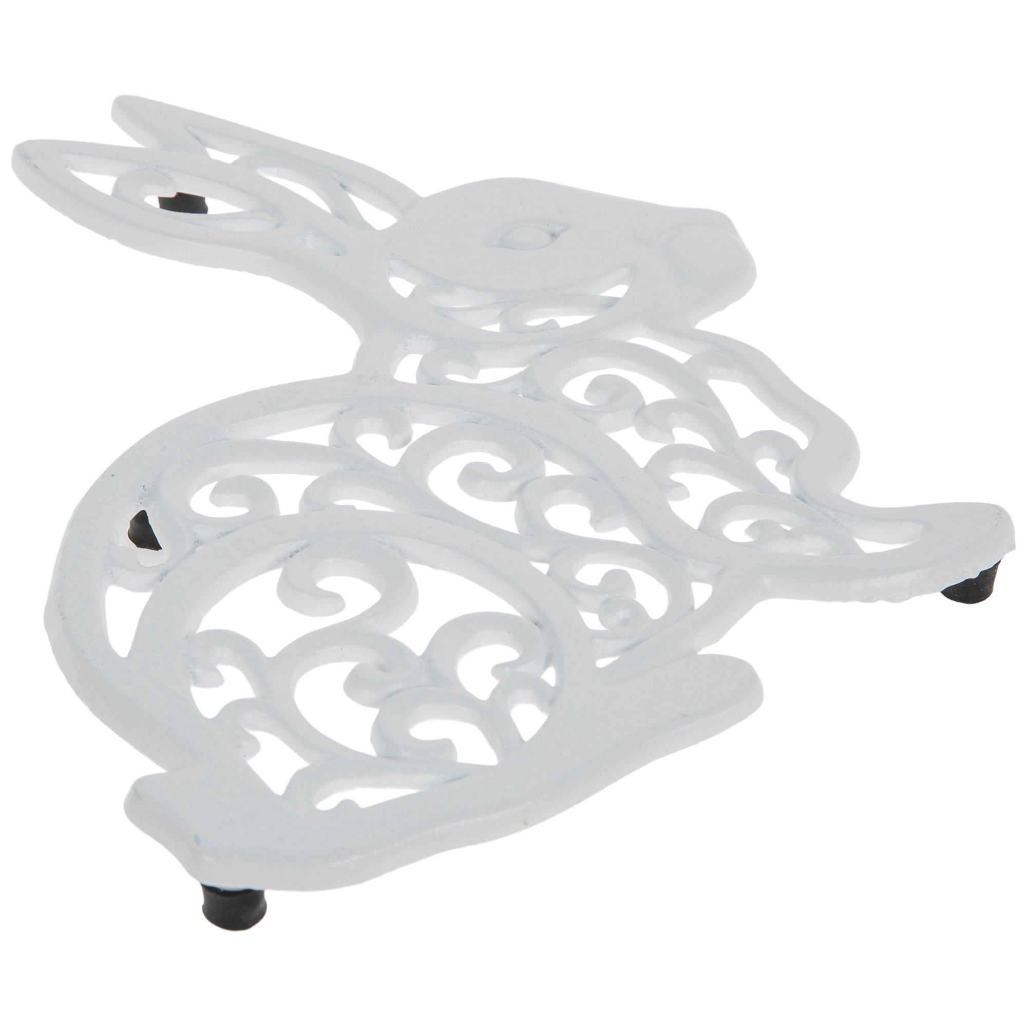 White Bunny Cast Iron Trivet