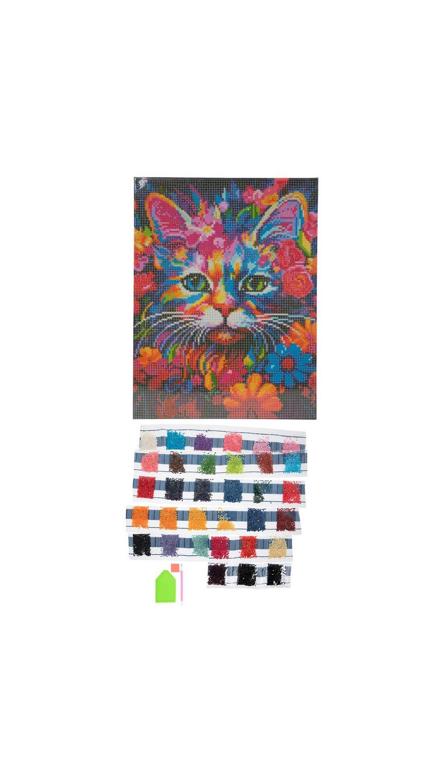 T*o様 DIY Diamond Art Kit ステンドグラス猫箱傷あり中身は Cat With Flowers Diamond Art Kit | Hobby Lobby | 6298327