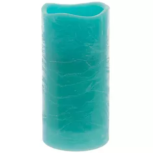 Turquoise Distressed LED Pillar Candle