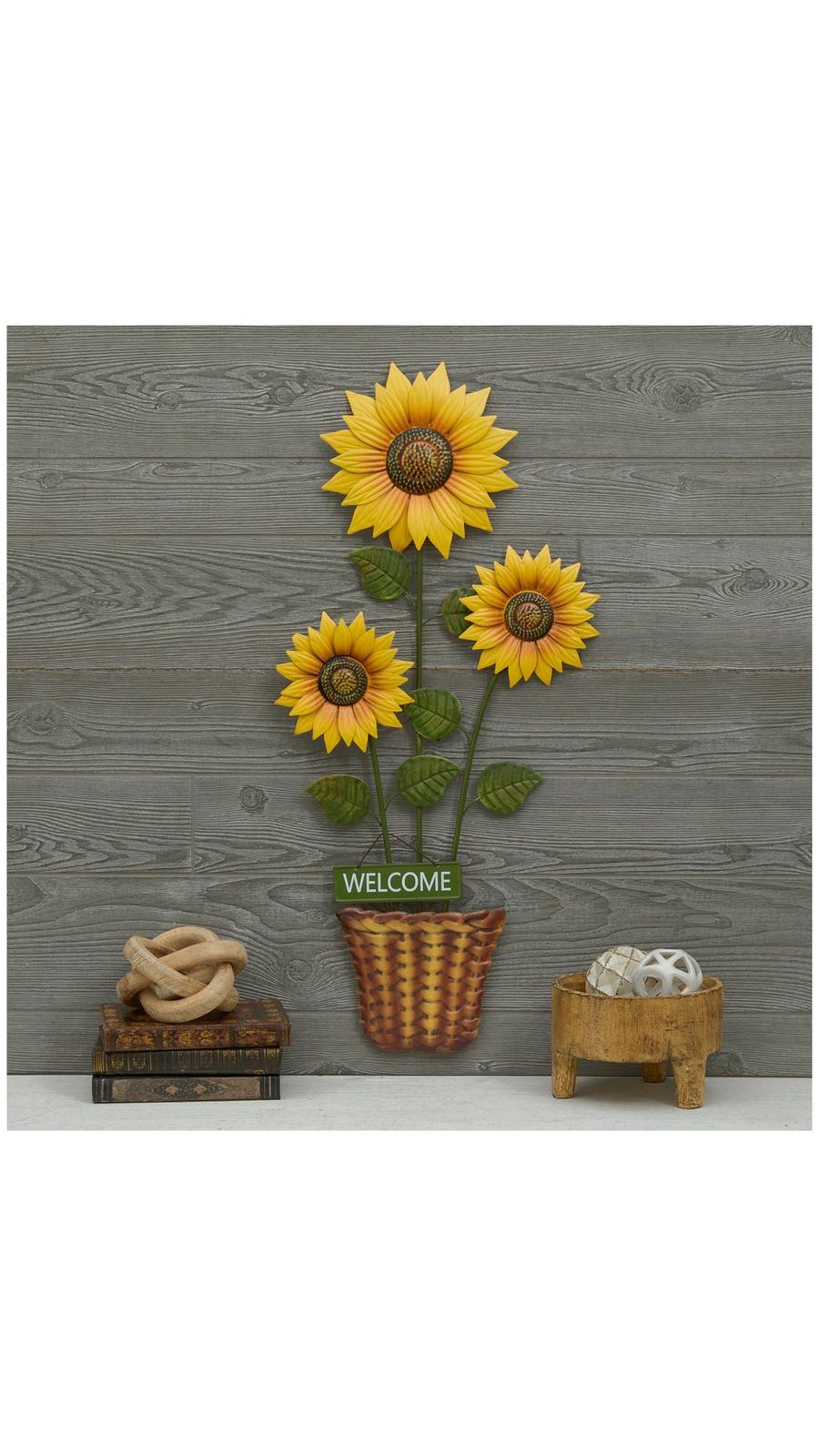 BEE ON BLOOM Metal Sunflower Wall Decor 25 Inches For Indoors
