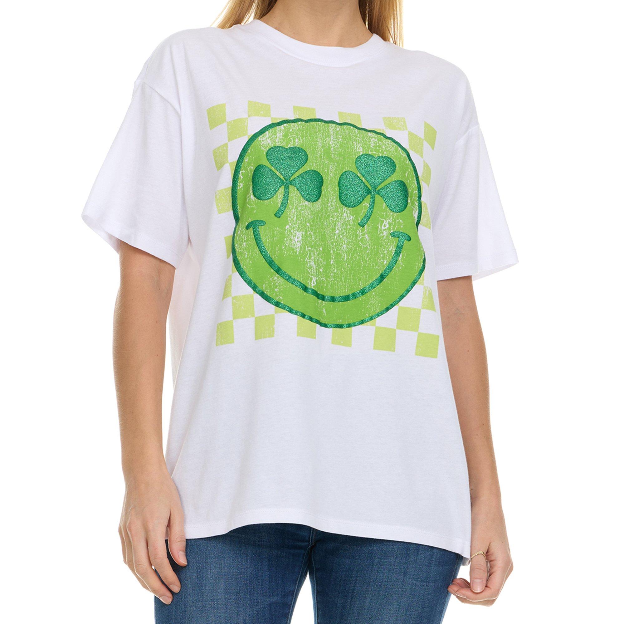 Shamrock Smiley Face Adult T-Shirt | Hobby Lobby | 6306419