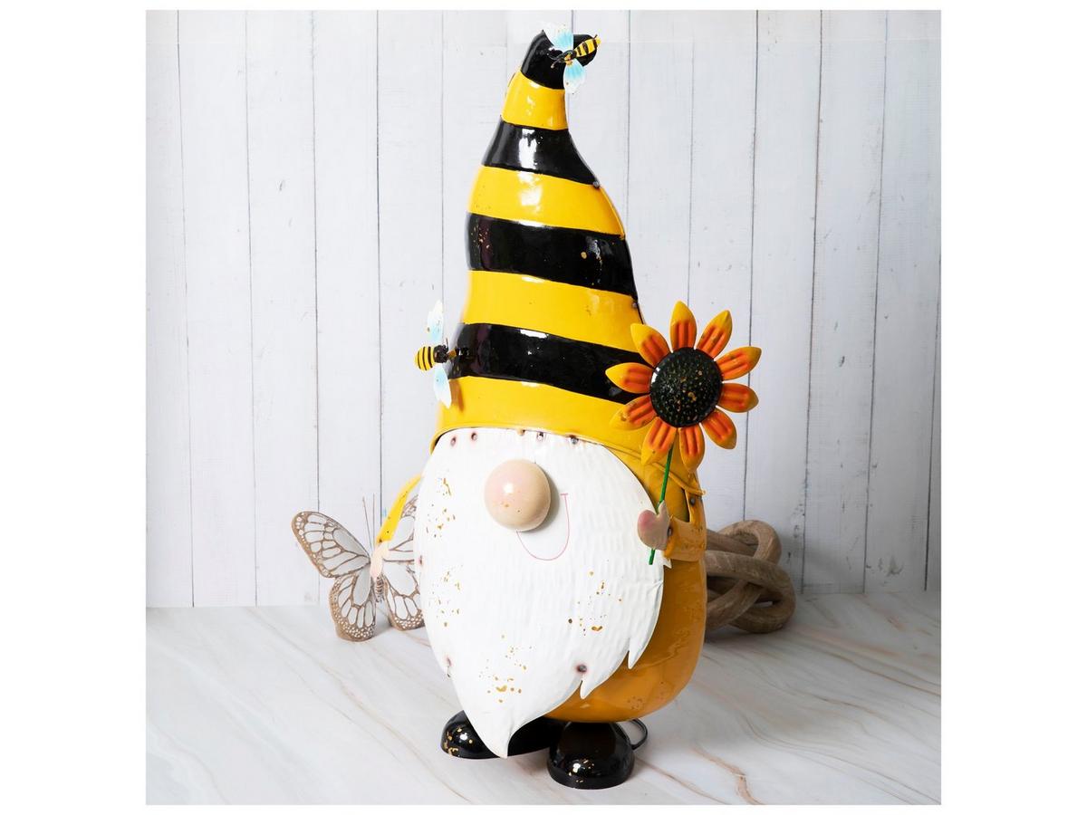 Distressed Bee Metal Gnome With Sunflower | Hobby Lobby | 6310239