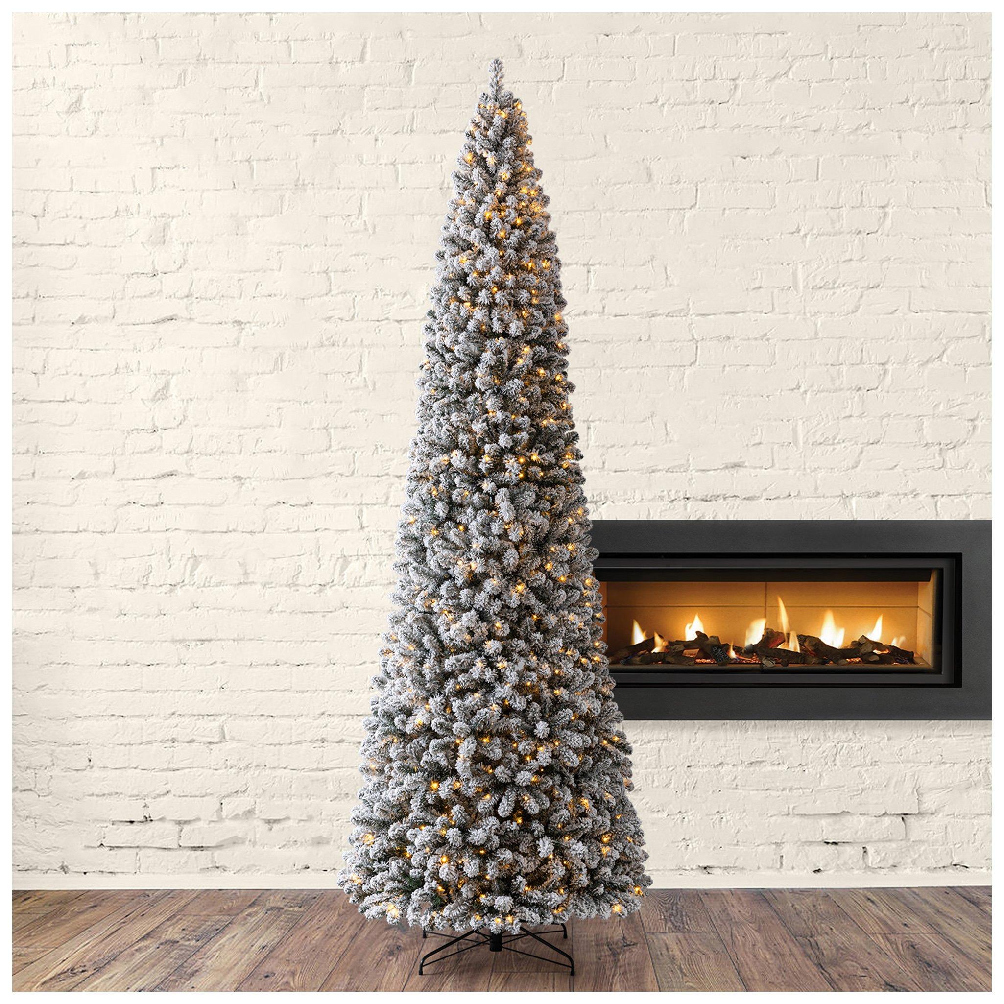 Flocked Fraser Pine Pre-Lit Christmas Tree - 12 ft view 1