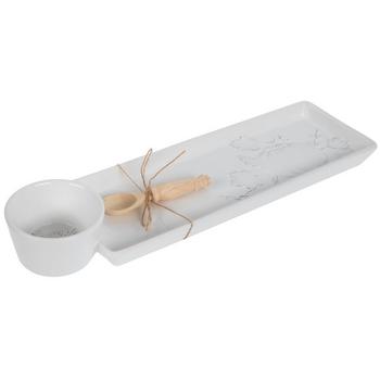 White Pumpkins Chip & Dip Serving Tray