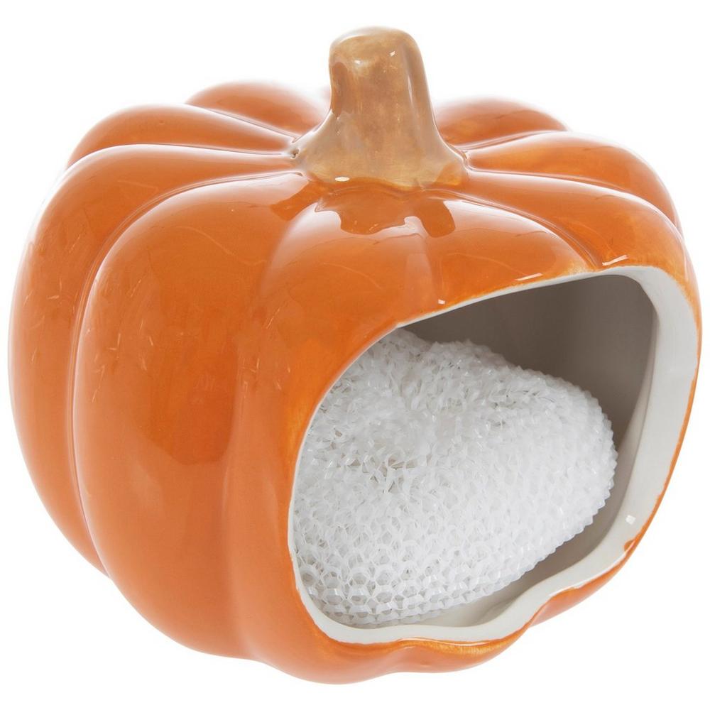 Pumpkin With White Scrubby Holder