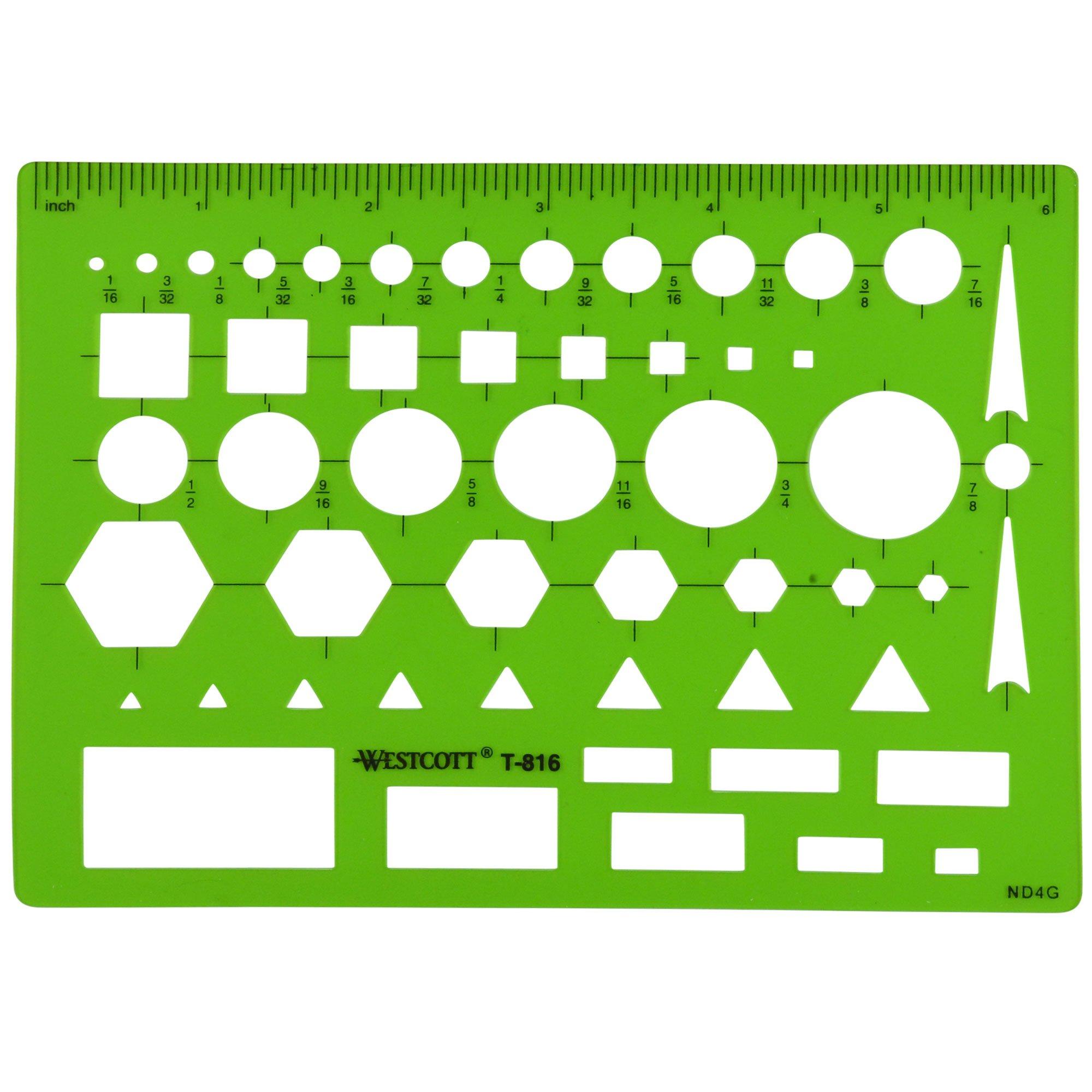 DRAWING STENCILS TEMPLATE WITH CIRCLES, SQUARES HEXAGONS & OVAL SHAPE  STENCIL