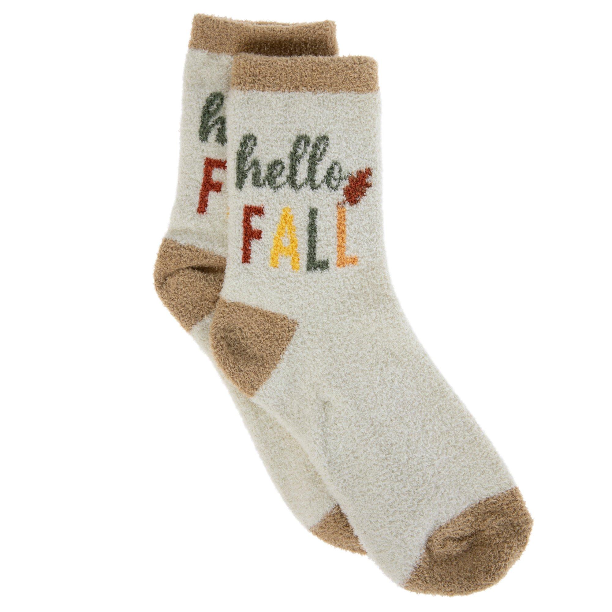 Hello Fall Fuzzy Crew Socks | Hobby Lobby | 6327605