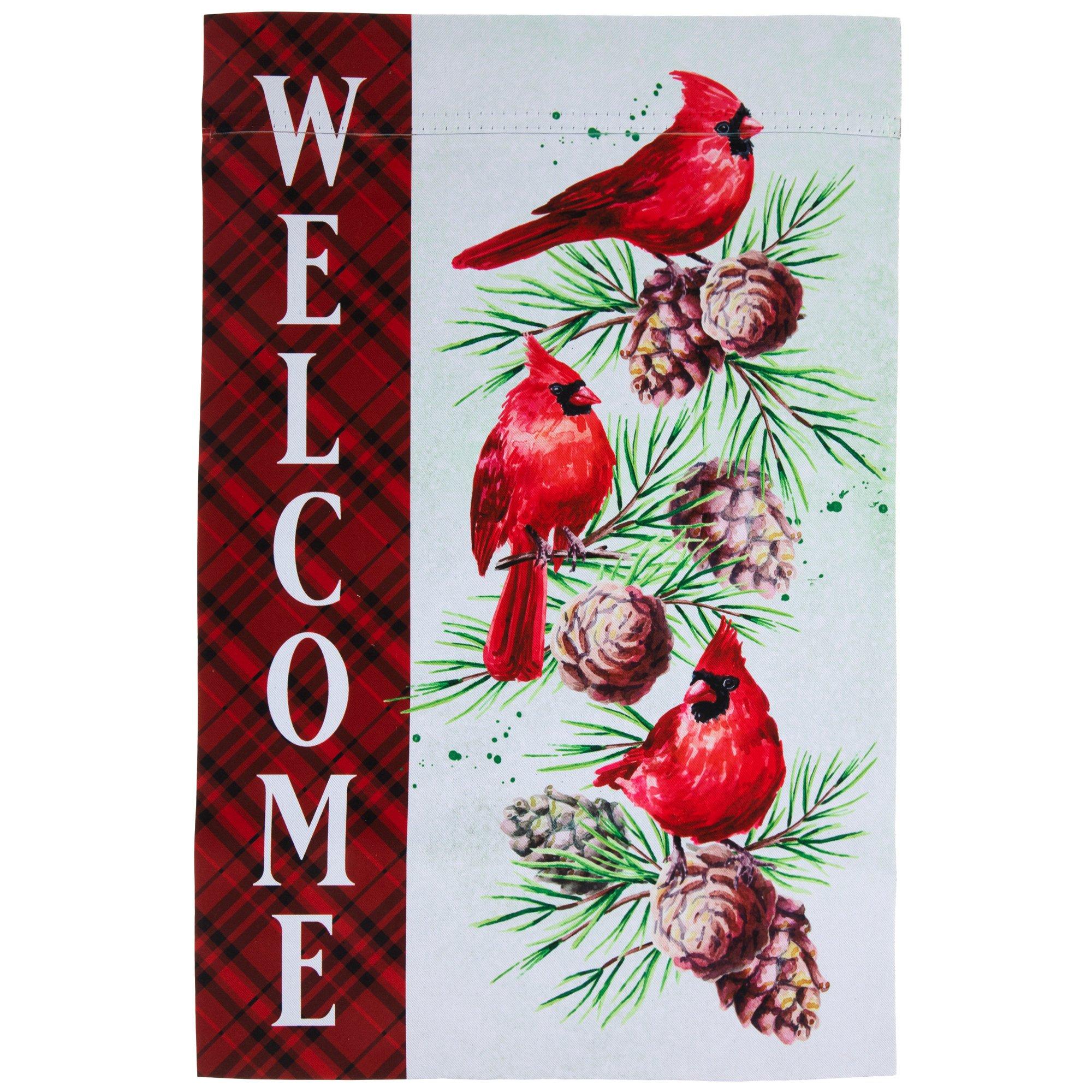 PIPISASA Winter-Gartenflagge Mit Rotkardinal – Doppelseitige Outdoor-Dekoration 3x5 Ft (91x152 Cm)