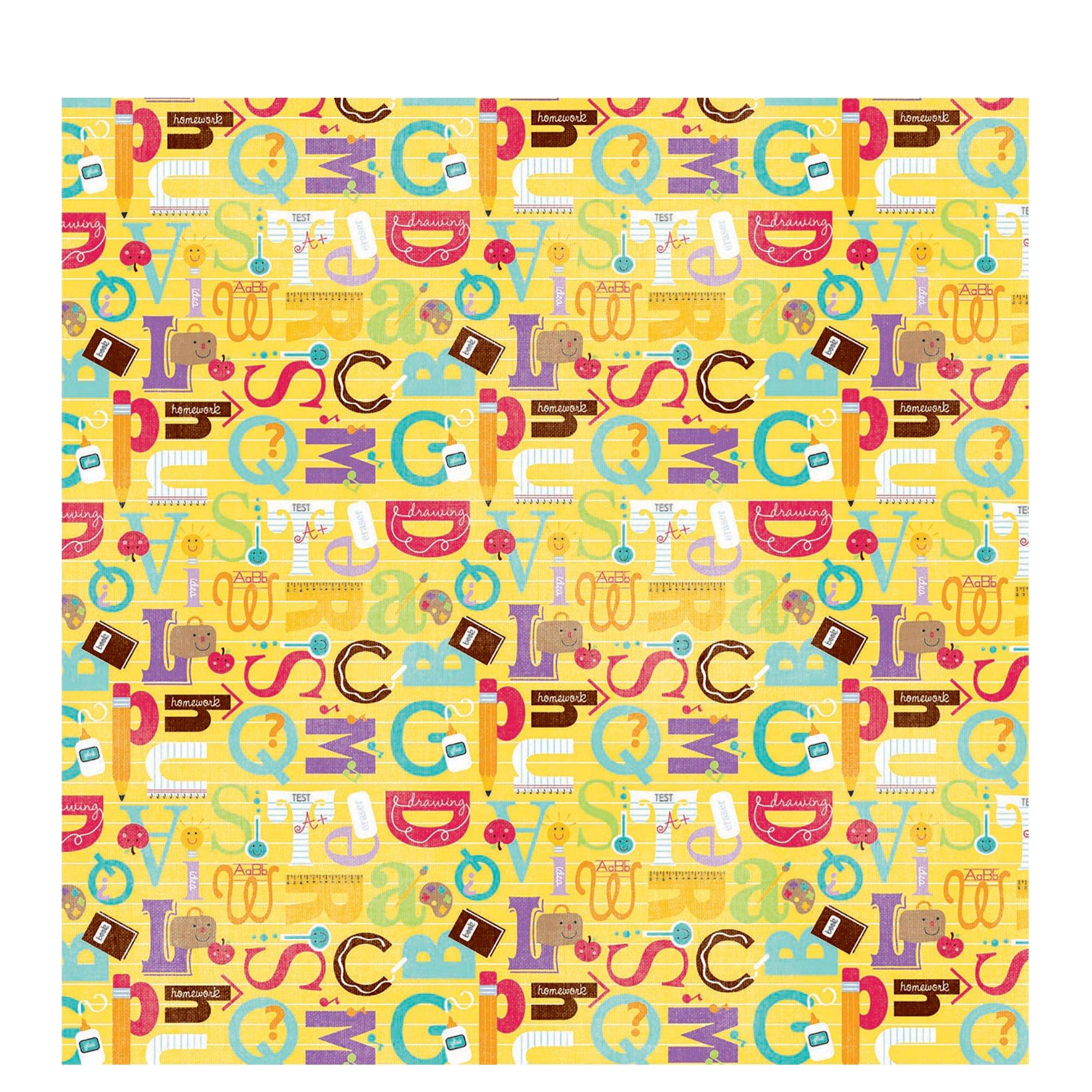 School Icon Alphabet Scrapbook Paper - 12" x 12" | Hobby Lobby | 634030