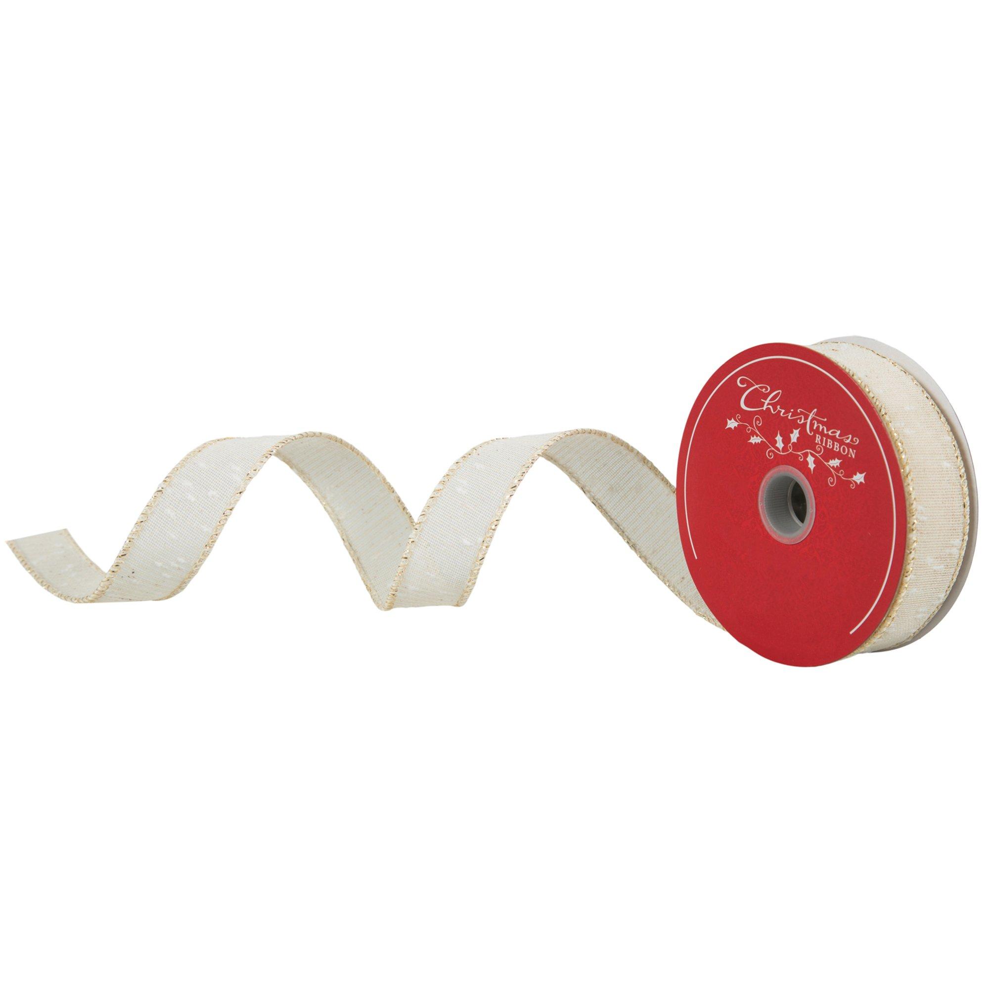 Linen Look Wired Edge Mesh Ribbon - 1