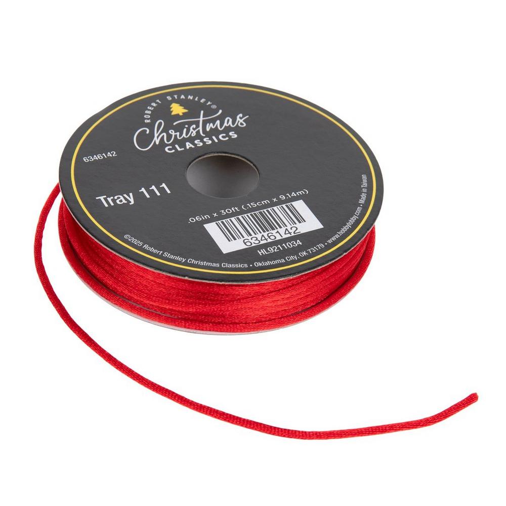 Red Satin Cord - 1/16