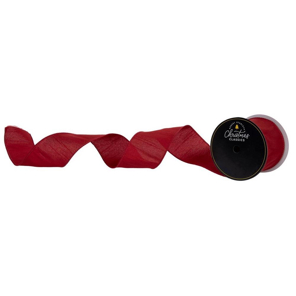 Red Faux Dupioni Wired Edge Ribbon | Hobby Lobby | 6346290