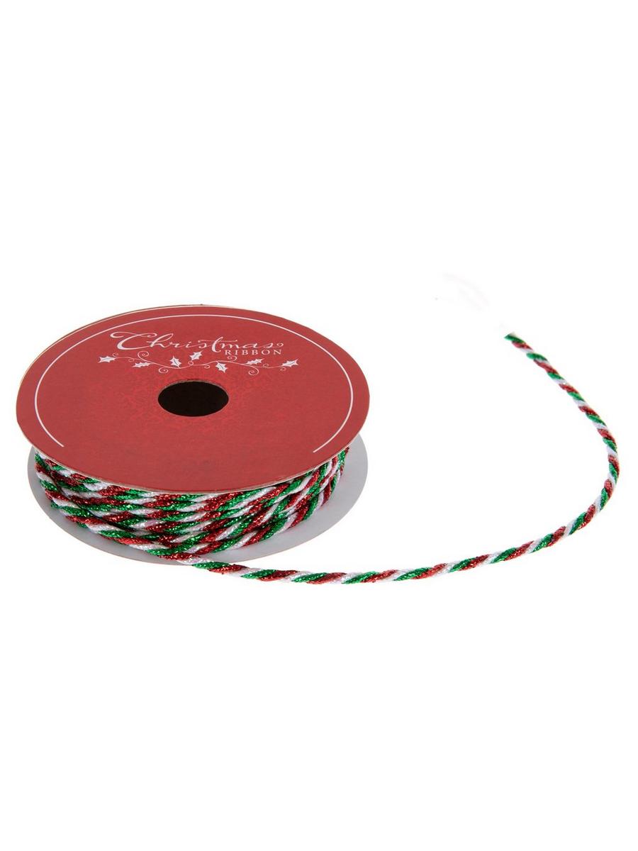 Red, Green & White Metallic Cord - 3/16