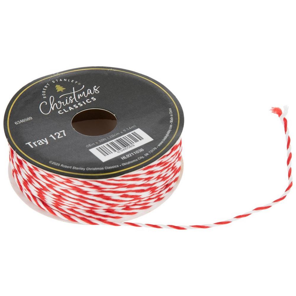 Red & White Striped Cord - 1 /16